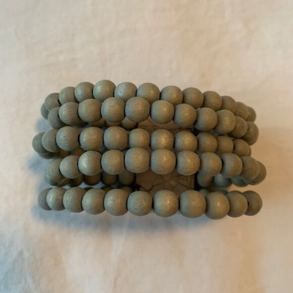 Boho Elasticized Wood Bead Bracelet Blue Size OS - Picture 4 of 5